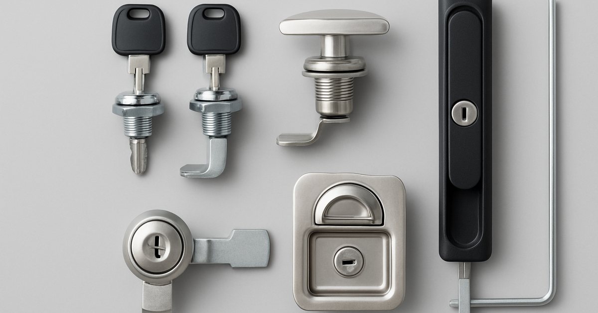 Industrial cabinet lock market product range: cam locks, compression latch, quarter-turn lock, paddle latch and swing handle rod lock